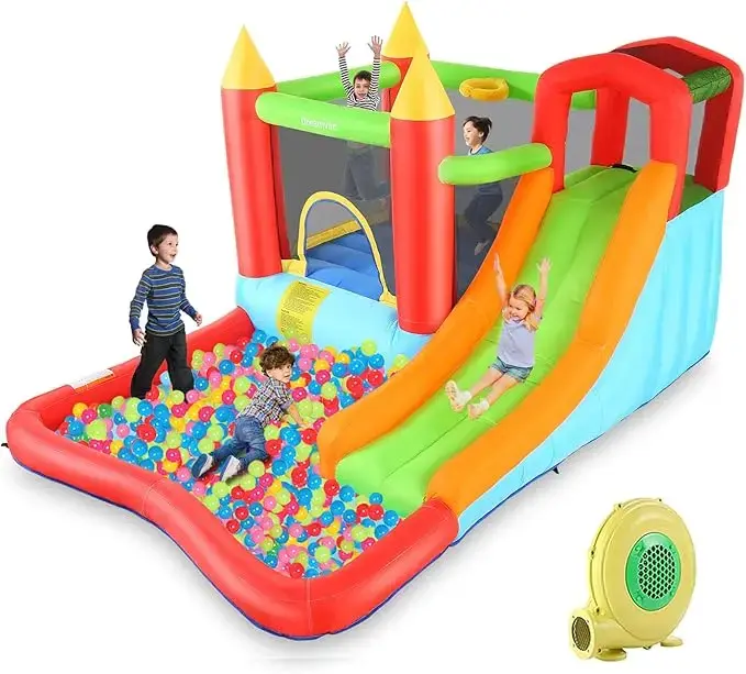 Saltarín inflable mediano con tobogán y piscina de pelotas